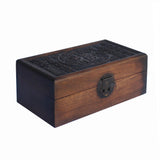 Chinese Brown Relief "Fok" Characters Motif Rectangular Storage Box Chest ws1049
