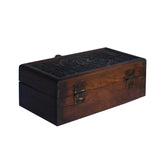 Chinese Brown Relief "Fok" Characters Motif Rectangular Storage Box Chest ws1049