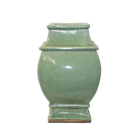 celadon vase - crackle pattern - oriental ceramic vase