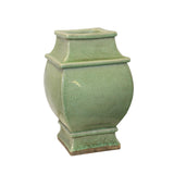 Chinese Ceramic Crackle Pattern Square Curve Body Celadon Green Vase ws1067S