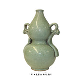 Chinese Ceramic Crackle Pattern Gourd Shape Celadon Green Vase ws1069S