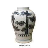 Chinese Gray Blue Off White Tree Animal Graphic Ceramic Vase ws1072S