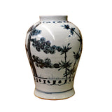 Chinese Gray Blue Off White Tree Animal Graphic Ceramic Vase ws1072S