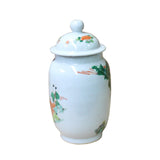 Chinese Distressed Off White Porcelain People Scenery Round Jar ws1077S