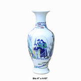 Chinese Distressed Off White Porcelain People Scenery Round Vase ws1080S