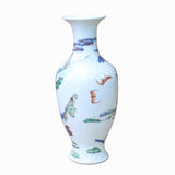 Chinese Distressed Off White Porcelain People Scenery Round Vase ws1080S
