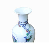 Chinese Distressed Off White Porcelain People Scenery Round Vase ws1080S