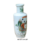 Chinese Distressed Off White Porcelain People Scenery Vase ws1082S