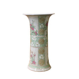 Chinese Distressed Off White Porcelain Wide Mouth Flower Vase ws1085S