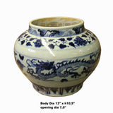 Chinese Blue White Porcelain Dragon Graphic Fat Body Vase Jar ws1086S