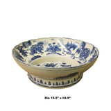 Chinese Blue White Round Porcelain Kirin Graphic Bowl Deep Plate ws1087S