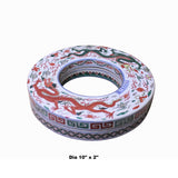 Chinese Red Green Double Dragon Fengshui Porcelain Round Bai Display ws1088S