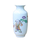 Chinese Distressed Off White Porcelain Children Scenery Vase ws1090S