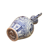 Chinese Blue White Porcelain Flowers Graphic Dragon Handle Vase ws1096S