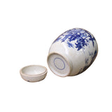 Chinese Blue White Round Porcelain People Graphic Accent Jar ws1104S