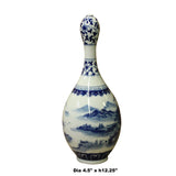 Chinese Blue White Porcelain Scenery Graphic Bulb Shape Vase ws1106S