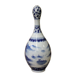 Chinese Blue White Porcelain Scenery Graphic Bulb Shape Vase ws1106S