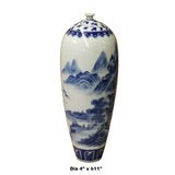 Chinese Blue White Porcelain Scenery Graphic Tiny Mouth Vase ws1108S
