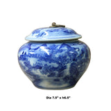 Chinese Oriental Blue Off White Porcelain Round Container Urn ws1113S