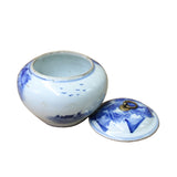 Chinese Oriental Blue Off White Porcelain Round Container Urn ws1113S