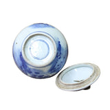 Chinese Oriental Blue Off White Porcelain Round Container Urn ws1113S