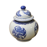 Chinese Oriental Blue Off White Porcelain Phoenix Dragon Container Urn ws1125S