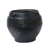 Chinese Ancient style Black Glaze Flower Graphic Ceramic Bowl Pot ws1136S