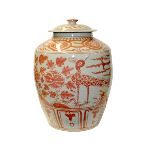 porcelain jar - flower bird - pair jar