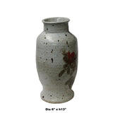 Handmade Ceramic Off White Gray Flower Graphic Jar Vase ws1143S