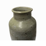 Handmade Ceramic Off White Gray Flower Graphic Jar Vase ws1143S