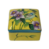 Contemporary Yellow Flower Painting Square Porcelain Box - Jewelry Box ws1149S