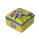 Contemporary Yellow Flower Painting Square Porcelain Box - Jewelry Box ws1149S