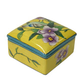 Contemporary Yellow Flower Painting Square Porcelain Box - Jewelry Box ws1149S