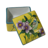 Contemporary Yellow Flower Painting Square Porcelain Box - Jewelry Box ws1149S