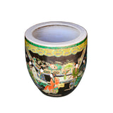 Chinese Oriental Vintage Porcelain Black Enamel People Graphic Pot ws1156S