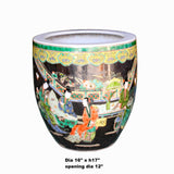 Chinese Oriental Vintage Porcelain Black Enamel People Graphic Pot ws1156S