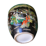 Chinese Oriental Vintage Porcelain Black Enamel People Graphic Pot ws1156S