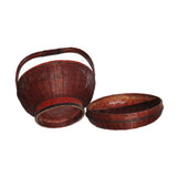 Oriental Handmade Reddish Brown Rattan Basket with Handle ws1159S