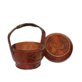 Traditional Chinese Bamboo Wood Round Wedding Basket Accent Display ws1160S