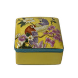 Contemporary Yellow Flower Painting Square Porcelain Box - Jewelry Box ws1174S