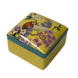Contemporary Yellow Flower Painting Square Porcelain Box - Jewelry Box ws1174S