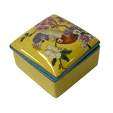 Contemporary Yellow Flower Painting Square Porcelain Box - Jewelry Box ws1174S