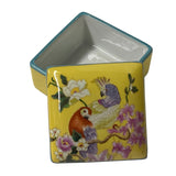 Contemporary Yellow Flower Painting Square Porcelain Box - Jewelry Box ws1174S
