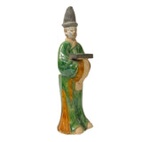 Chinese Green Tri-Color Ceramic Ancient Dressing Art Figure ws1184S