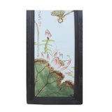 Vintage Chinese Wood Frame Porcelain Flower Birds Wall Plaque Panel ws1204S