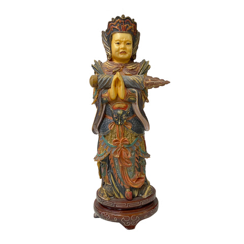 Vintage Chinese Resin Home Guardian Skanda Wei Tuo Idaten Figure ws1210S