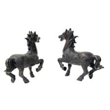 Pair Chinese Bronze Brown Metal Racing Horse Figures  ws1226S