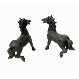 Pair Chinese Bronze Brown Metal Racing Horse Figures  ws1226S