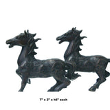 Pair Chinese Bronze Brown Metal Racing Horse Figures  ws1226S
