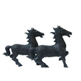 Pair Chinese Bronze Brown Metal Racing Horse Figures  ws1226S